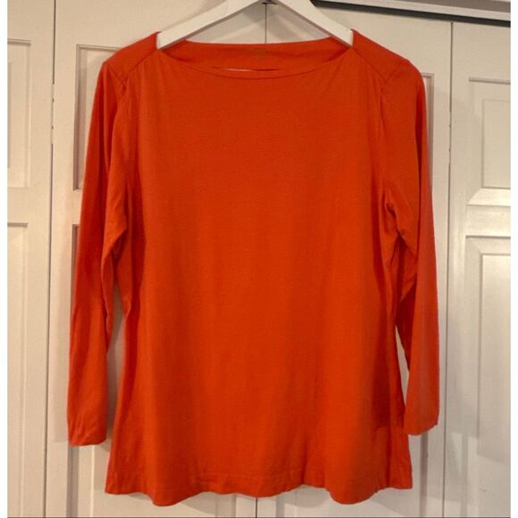 L.L. Bean signature orange boatneck cotton top size large - Picture 2 of 8